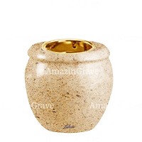 Base for grave lamp Amphòra 10cm - 4in In Calizia marble, with recessed golden ferrule
