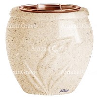 Flowers pot Calla 19cm - 7,5in In Calizia marble, copper inner