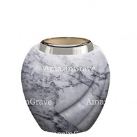 Base per lampada votiva Soave 10cm In marmo di Carrara, con ghiera in acciaio