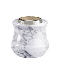 Base per lampada votiva Calyx 10cm In marmo di Carrara, con ghiera in acciaio