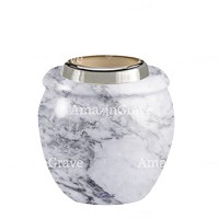 Base per lampada votiva Amphòra 10cm In marmo di Carrara, con ghiera in acciaio