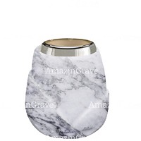 Base de lámpara votiva Liberti 10cm En marmol de Carrara, con casquillo de acero