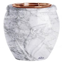 Macetero para flores Calla 19cm En marmol de Carrara, interior en cobre