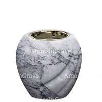 Base pour lampe funéraire Soave 10cm En marbre Carrara, avec griffe nickel à encastré