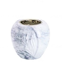 Base pour lampe funéraire Spiga 10cm En marbre Carrara, avec griffe nickel à encastré