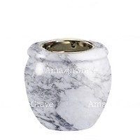 Base for grave lamp Amphòra 10cm - 4in In Carrara marble, with recessed nickel plated ferrule