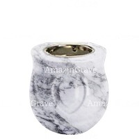 Base for grave lamp Cuore 10cm - 4in In Carrara marble, with recessed nickel plated ferrule
