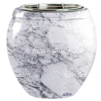 Flowers pot Amphòra 19cm - 7,5in In Carrara marble, steel inner