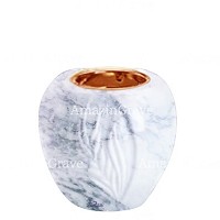 Base pour lampe funéraire Spiga 10cm En marbre Carrara, avec griffe cuivre à encastré