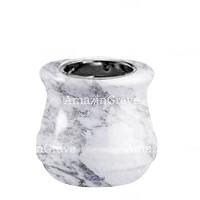 Base for grave lamp Calyx 10cm - 4in In Carrara marble, with recessed nickel plated ferrule