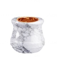 Base pour lampe funéraire Calyx 10cm En marbre Carrara, avec griffe cuivre à encastré