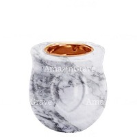 Base per lampada votiva Cuore 10cm In marmo di Carrara, con ghiera a incasso rame