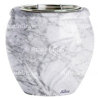 Vasca portafiori Calla 19cm In marmo di Carrara, interno in acciaio