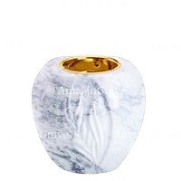 Base de lámpara votiva Spiga 10cm En marmol de Carrara, con casquillo dorado empotrado