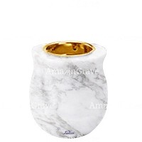 Base for grave lamp Gondola 10cm - 4in In Carrara marble, with recessed golden ferrule