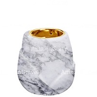 Base de lámpara votiva Liberti 10cm En marmol de Carrara, con casquillo dorado empotrado