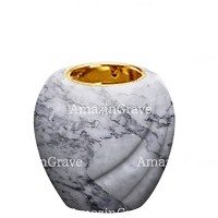 Base de lámpara votiva Soave 10cm En marmol de Carrara, con casquillo dorado empotrado