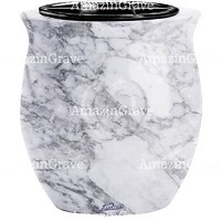 Flowers pot Cuore 19cm - 7,5in In Carrara marble, plastic inner