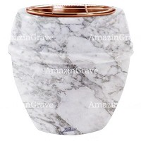 Macetero para flores Chordè 19cm En marmol de Carrara, interior en cobre