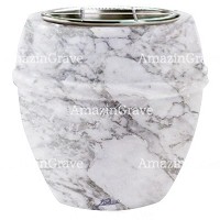 Macetero para flores Chordè 19cm En marmol de Carrara, interior acero