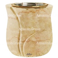 Flowers pot Charme 19cm - 7,5in In Botticino marble, golden steel inner