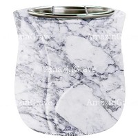 Macetero para flores Charme 19cm En marmol de Carrara, interior acero