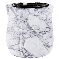 Flowers pot Charme 19cm - 7,5in In Carrara marble, plastic inner