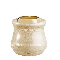Base de lámpara votiva Calyx 10cm En marmol de Trani, con casquillo de acero dorado