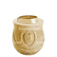 Basis von grablampe Cuore 10cm Trani Marmor, mit goldfarben stahl ring