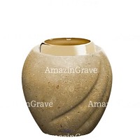 Basis von grablampe Soave 10cm Trani Marmor, mit goldfarben stahl ring