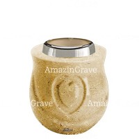 Base for grave lamp Cuore 10cm - 4in In Trani marble, with steel ferrule