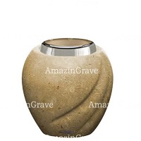 Base de lámpara votiva Soave 10cm En marmol de Trani, con casquillo de acero