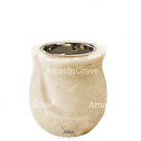 Base for grave lamp Gondola 10cm - 4in In Trani marble, with recessed nickel plated ferrule