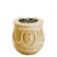 Base for grave lamp Cuore 10cm - 4in In Trani marble, with recessed nickel plated ferrule