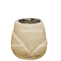 Base de lámpara votiva Liberti 10cm En marmol de Trani, con casquillo niquelado empotrado