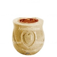 Base for grave lamp Cuore 10cm - 4in In Trani marble, with recessed copper ferrule