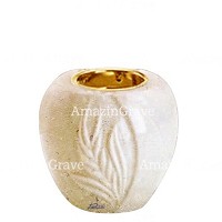 Base per lampada votiva Spiga 10cm In marmo di Trani, con ghiera a incasso dorata