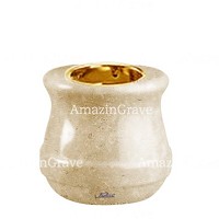 Base de lámpara votiva Calyx 10cm En marmol de Trani, con casquillo dorado empotrado