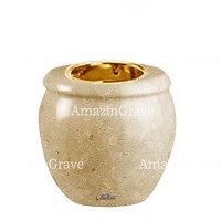 Base de lámpara votiva Amphòra 10cm En marmol de Trani, con casquillo dorado empotrado