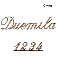 Buchstaben und Zahlen Duemila, in verschiedenen Größen Laubsägearbeit Messing 5mm
