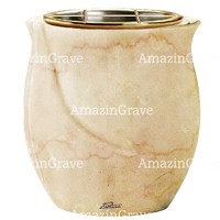 Flowers pot Gondola 19cm - 7,5in In Botticino marble, golden steel inner