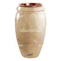 Vase à fleurs Amphòra 20cm En marbre Botticino, intérieur cuivre