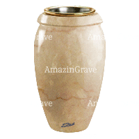 Flower vase Amphòra 20cm - 8in In Botticino marble, golden steel inner