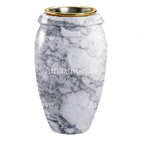 Flower vase Amphòra 20cm - 8in In Carrara marble, golden steel inner