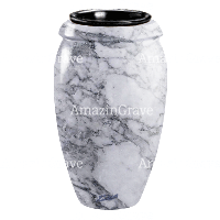 Vaso portafiori Amphòra 20cm In marmo di Carrara, interno in plastica