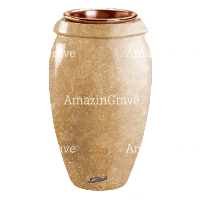 Vase à fleurs Amphòra 20cm En marbre Travertino, intérieur cuivre