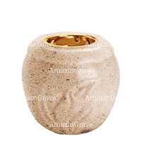 Base de lámpara votiva Calla 10cm En marmol Calizia, con casquillo dorado empotrado