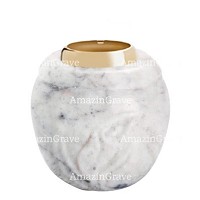 Base pour lampe funéraire Calla 10cm En marbre Carrara, avec griffe acier doré