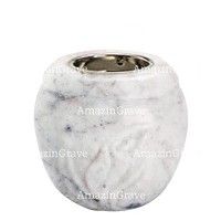 Base for grave lamp Calla 10cm - 4in In Carrara marble, with recessed nickel plated ferrule