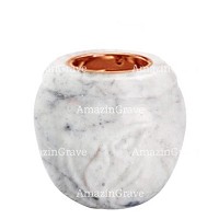 Base for grave lamp Calla 10cm - 4in In Carrara marble, with recessed copper ferrule